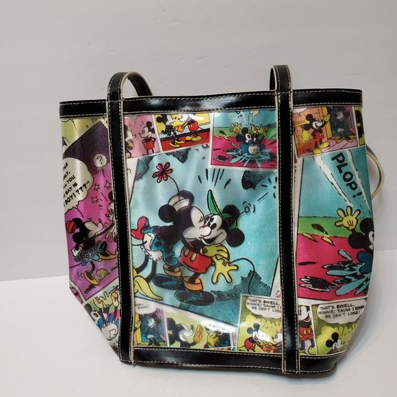 Disney Bags Disney Mickey And Minnie Mouse Comic Strip Purse Vinyl Tote Bag 2 Poshmark
